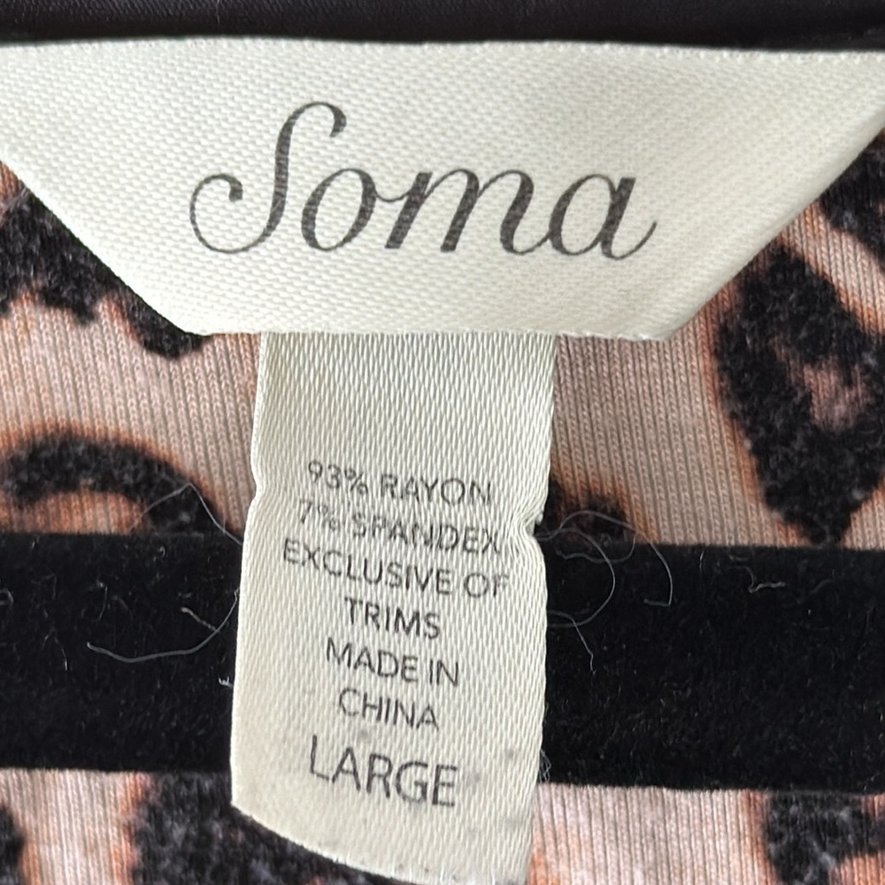 Soma Black Long Sleeve Top with Leopard Print Pajama Pants - Picture 3 of 5
